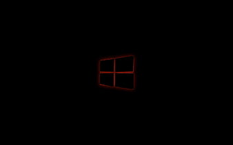 Windows 10, logo on a black background, orange backlight, creative logo, win 10, art, HD wallpaper