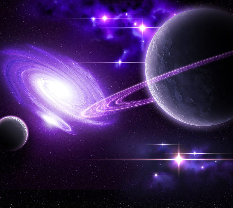 Amazing purple Saturn, purple, planet, solar system, galaxy, saturn, HD wallpaper