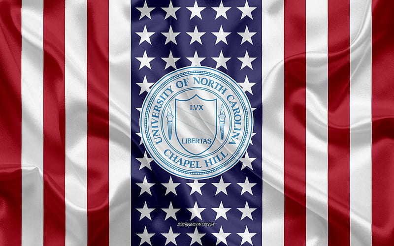 University of North Carolina at Chapel Hill Emblem, American Flag, University of North Carolina at Chapel Hill logo, Chapel Hill, North Carolina, USA, University of North Carolina at Chapel Hill, HD wallpaper