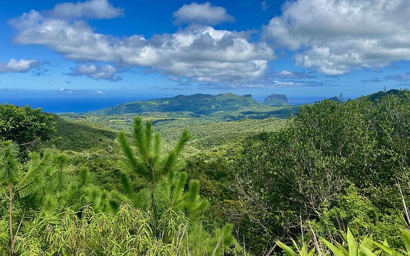 Chamarel, Mauritius, sky, plants, hills, landscape, trees, clouds, HD wallpaper