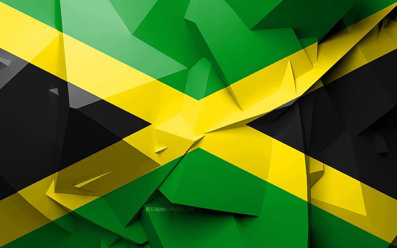 Flag of Jamaica, geometric art, North American countries, Jamaica flag, creative, Jamaica, North America, Jamaica 3D flag, national symbols, HD wallpaper