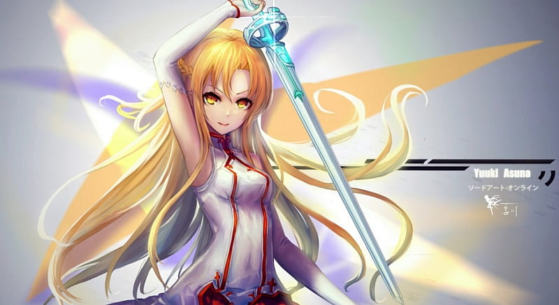 Yuuki Asuna, pretty, yuuki, online, game, girl, anime, asuna, long hair ...