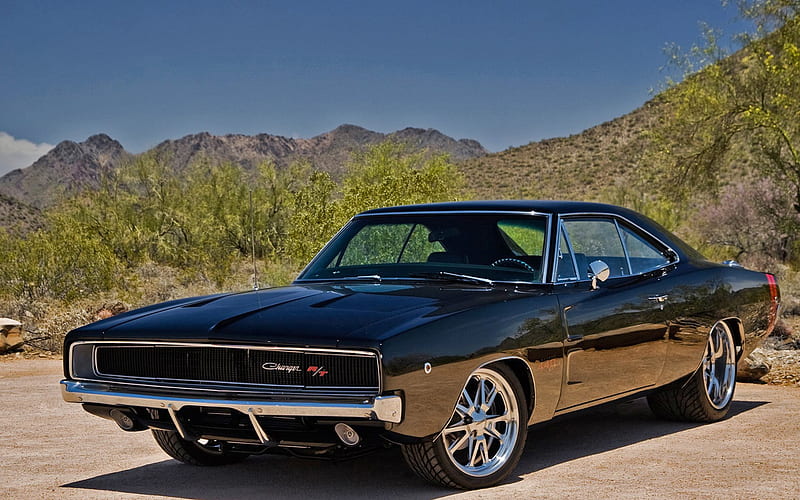 muscle car, Dodge Charger, supercars, black Charger, Dodge, HD wallpaper