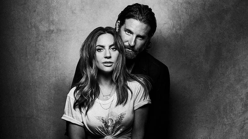 A Star Is Born (2018), couple, Bradley Cooper, poster, Lady Gaga, bw, movie, a star is born, HD wallpaper