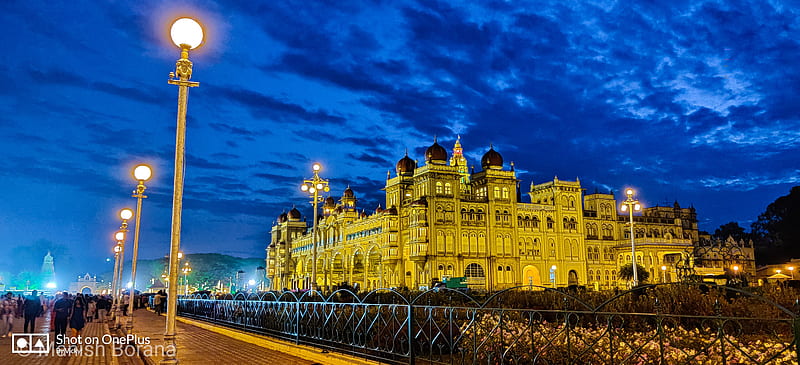Mysore Palace, bonito, city, lights, mysore, night, palace, HD wallpaper