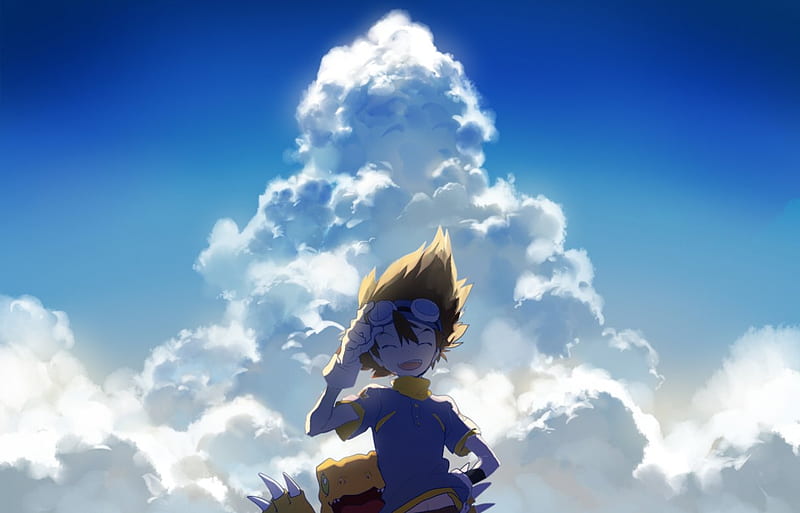 Taichi Kamiya, Tai, Sky, Clouds, Agumon, HD wallpaper