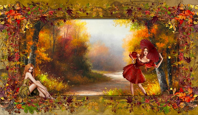 Autumn Fantasy Pretty Art Fantasy Autumn Girl Digital Woman Hd Wallpaper Peakpx 2254
