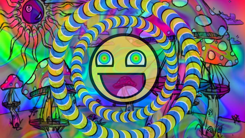 Sun Face Drawing Mushroom Trippy, HD wallpaper