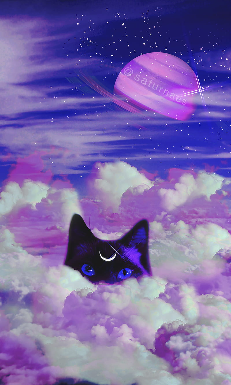 Space Cat Luna, angel, animals, anime, cat, cloud, kitten, magic, sailor  moon, HD phone wallpaper | Peakpx