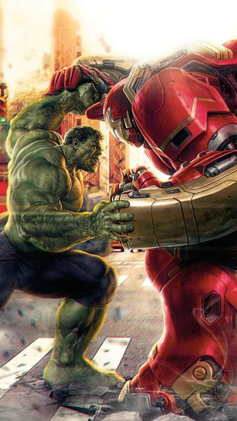 hulk vs iron man, age, avengers, buster, hulk, iron, man, ultron, HD phone wallpaper