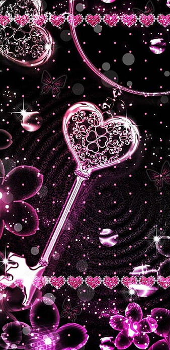 Love Key, heart, key, love, pink, HD wallpaper