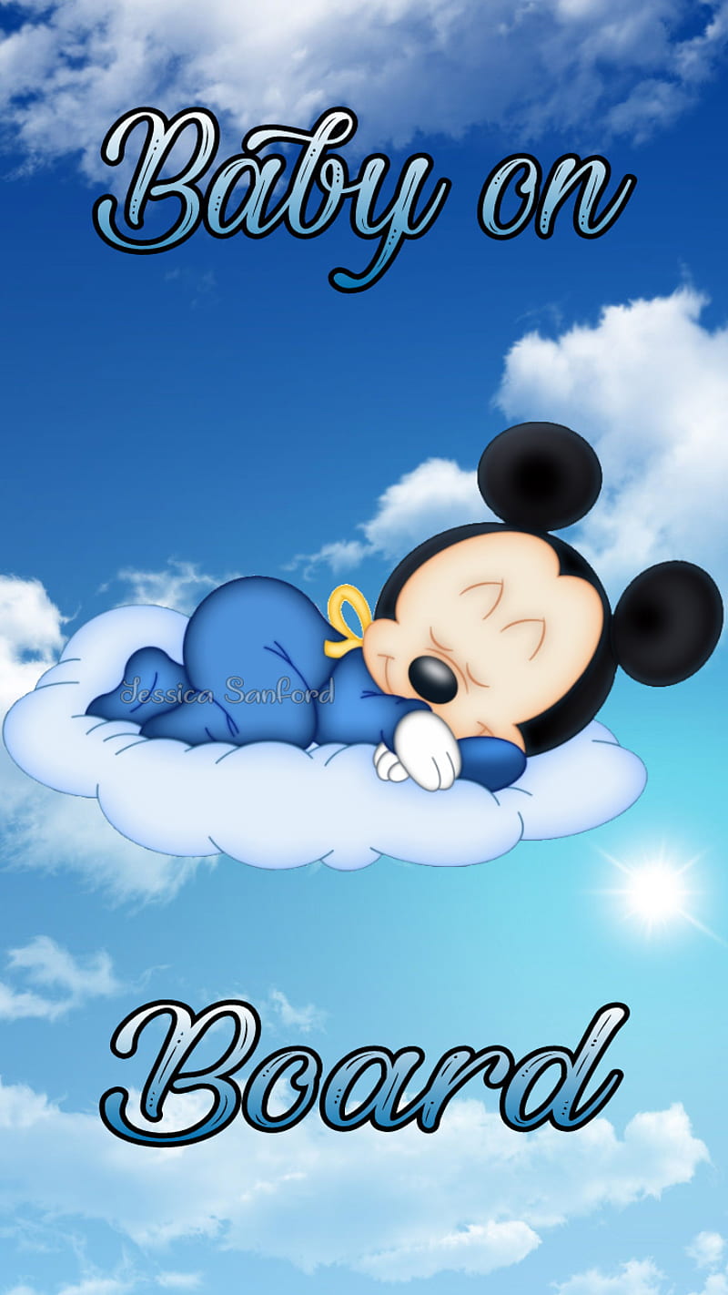 Baby on Board, mickey, mouse, mickey mouse, clouds, blue, sleep, HD phone  wallpaper | Peakpx