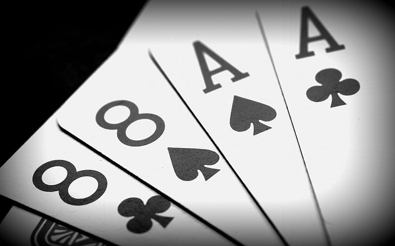 two eights two aces, poker, playing cards, card combination, black aces and black eights, HD wallpaper