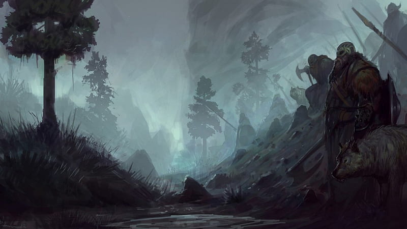 Dark forest await us, forest, fantasy, darkness, myth, legend, dark forest, HD wallpaper