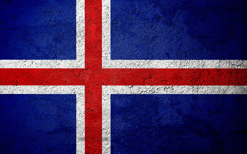 Flag of Iceland, concrete texture, stone background, Iceland flag, Europe, Iceland, flags on stone, HD wallpaper