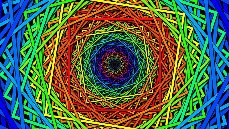 Colorful Circle Mixed Squares Trippy, HD wallpaper