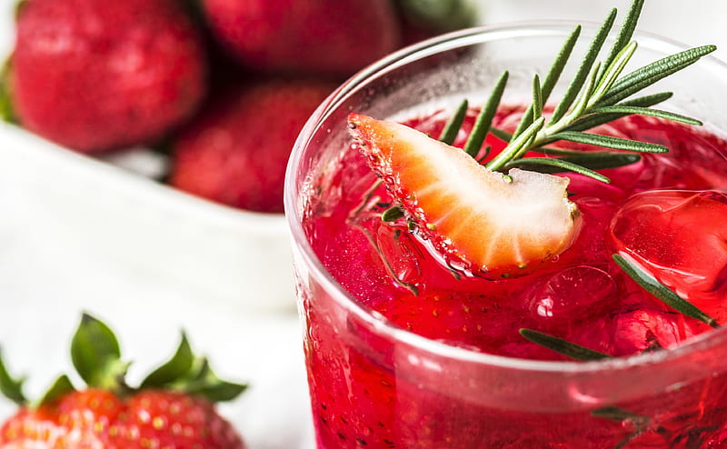 Strawberry Cocktail Ultra, Food and Drink, Strawberry, Fruits, Glass, Juice, Closeup, Sweet, organic, liquid, strawberries, drink, beverage, Tasty, HD wallpaper