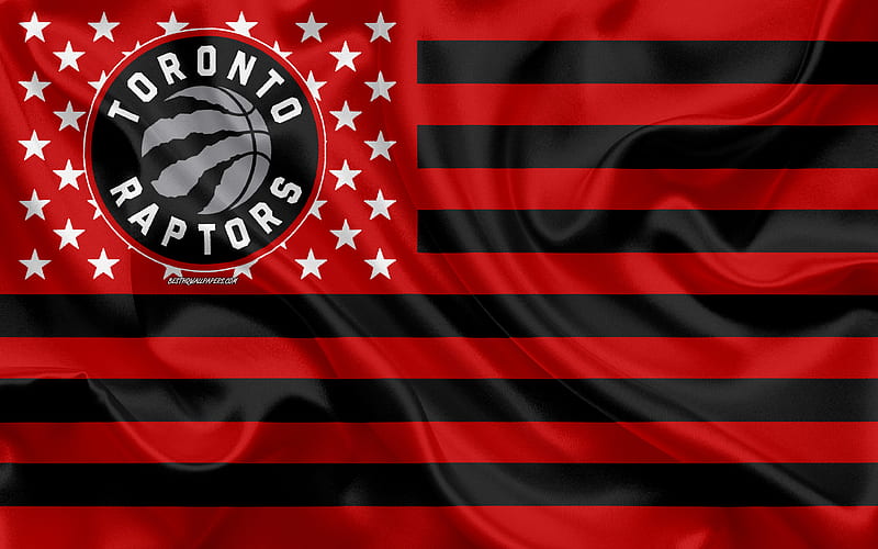 Toronto Raptors, Canadian basketball club, American creative flag, red black flag, NBA, Toronto, Ontario, Canada, USA, logo, emblem, silk flag, National Basketball Association, Basketball, HD wallpaper