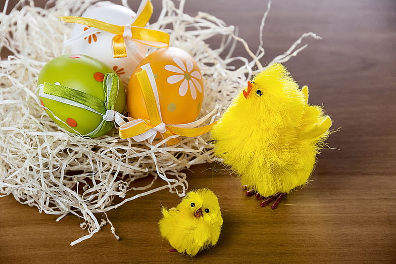 Easter Greetings, colors, eggs, chicken, artwork, HD wallpaper