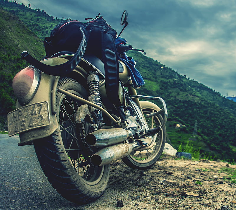Motorcycle, moto, mountain, tires, HD wallpaper