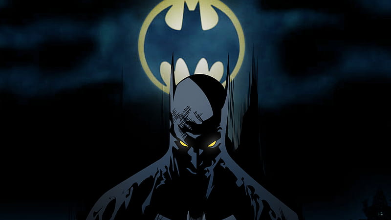 Batman Behind Bat Signal, batman, superheroes, digital-art, artwork, HD wallpaper