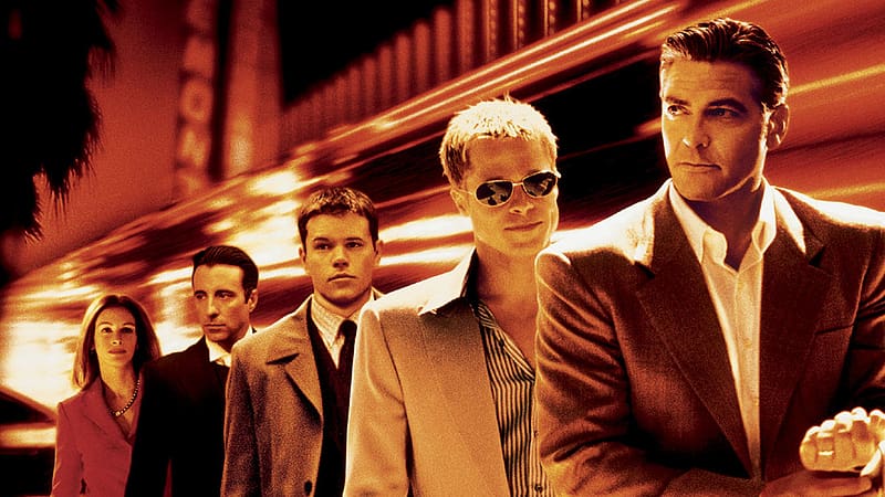Brad Pitt, Matt Damon, Movie, George Clooney, Julia Roberts, Ocean's Eleven, HD wallpaper