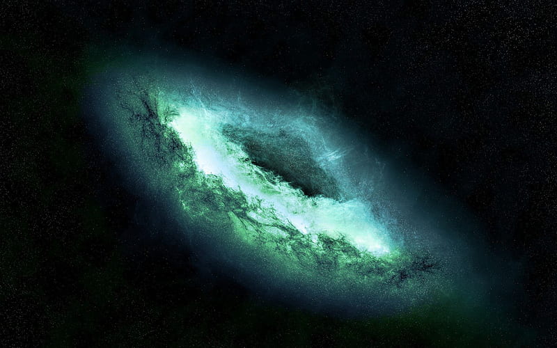 Swirling Matter, celestial formation, green galaxy, gas, HD wallpaper