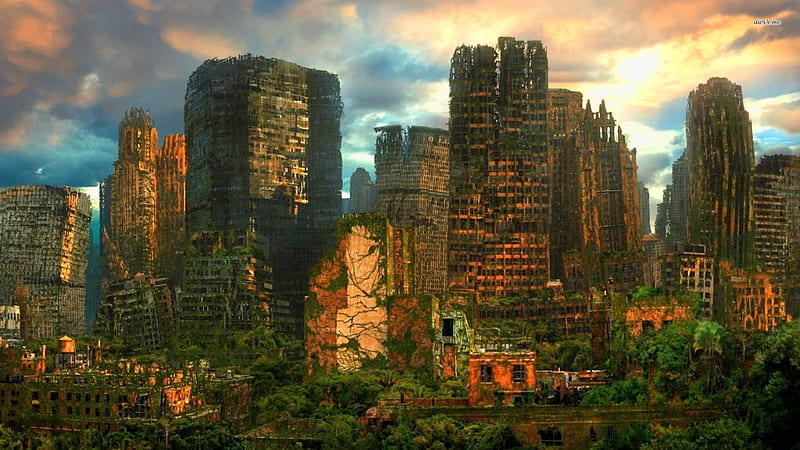 Abandon city after the apocalypse, apocalypte, 01, after, city, 07, 2014, HD wallpaper