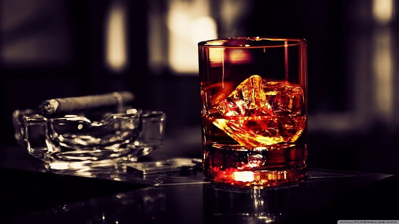 Whisky, dark, cigar, drinks, black, ice, drink, HD wallpaper | Peakpx