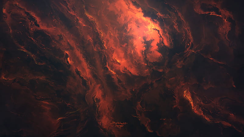 Sci Fi, Nebula, Abstract, Space, orange (Color), HD wallpaper