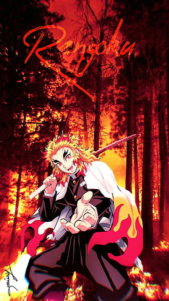 Kimetsu no yaiba, anime, fire, manga, rengoku, theme, HD wallpaper