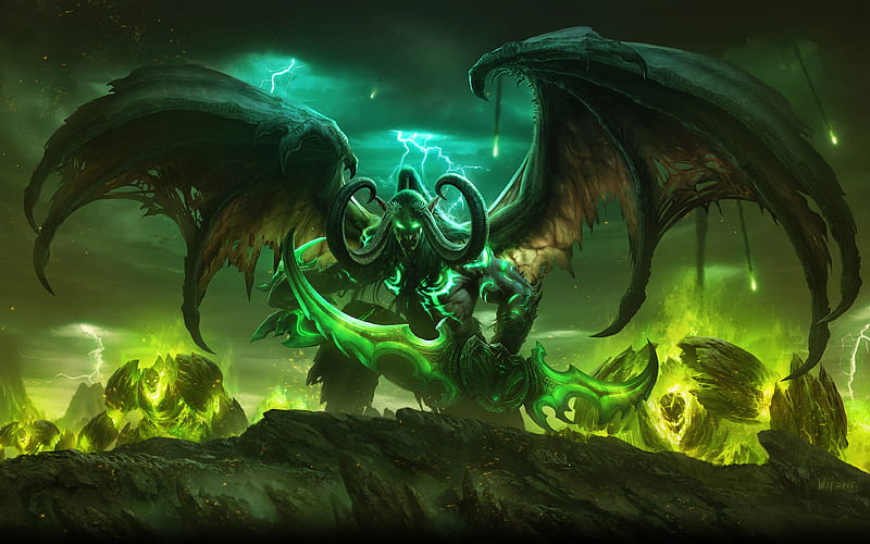 Illidan battle, World of Warcraft, warriors, monsters, WoW, HD wallpaper