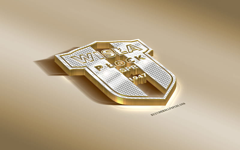 Wisla Plock SA, Polish football club, golden silver logo, Plock, Poland, Ekstraklasa, 3d golden emblem, creative 3d art, football, HD wallpaper