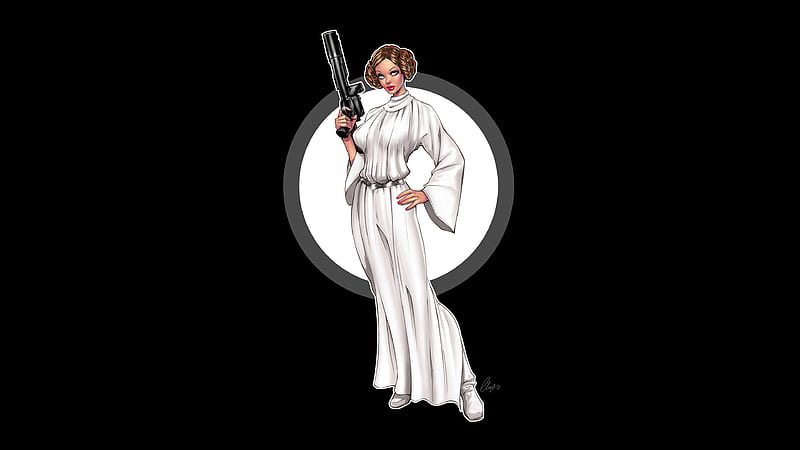 Princess Leia Minimal , princess-leia, star-wars, movies, artist, artwork, digital-art, dark, black, HD wallpaper