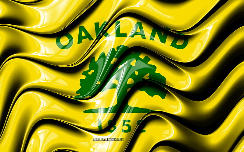 Oakland flag United States cities, California, 3D art, Flag of Oakland, USA, City of Oakland, american cities, Oakland 3D flag, US cities, Oakland, HD wallpaper
