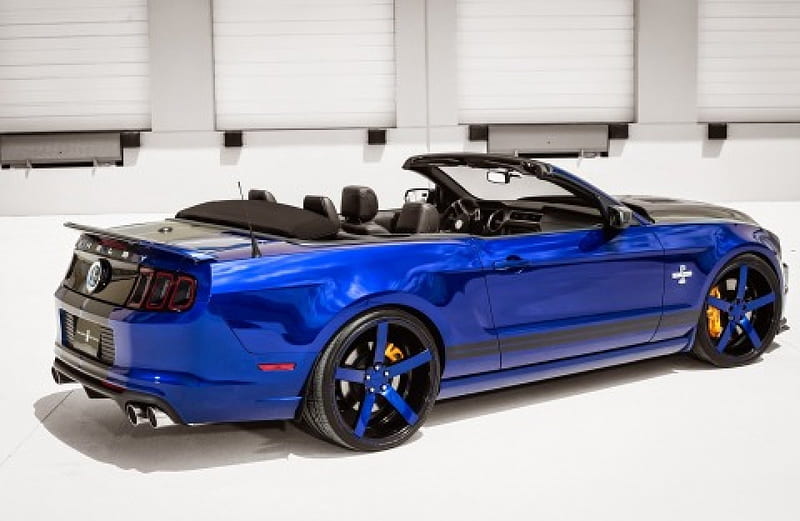 Ford-Mustang-Shelby-GT500-Convertible, GT, Custom Wheels, Blue, Shelby, HD wallpaper