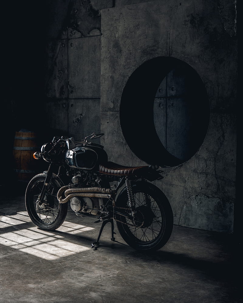 honda, motorcycle, bike, black, garage, HD phone wallpaper