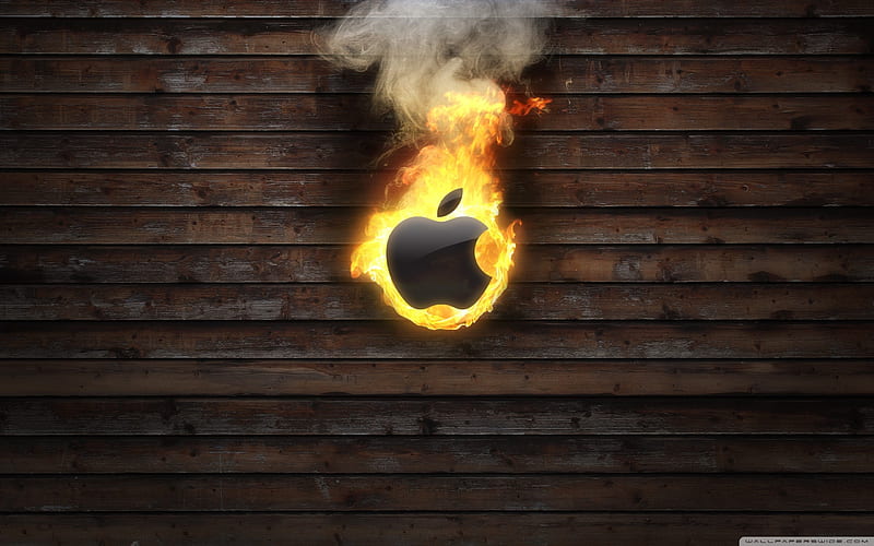 apple logo on fire-think different apple mac, HD wallpaper