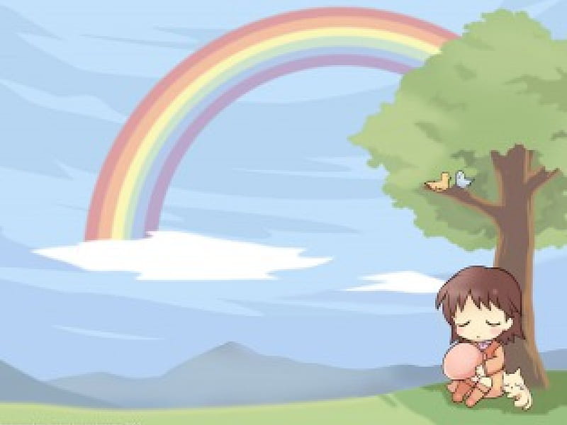 rainbow anime chibi