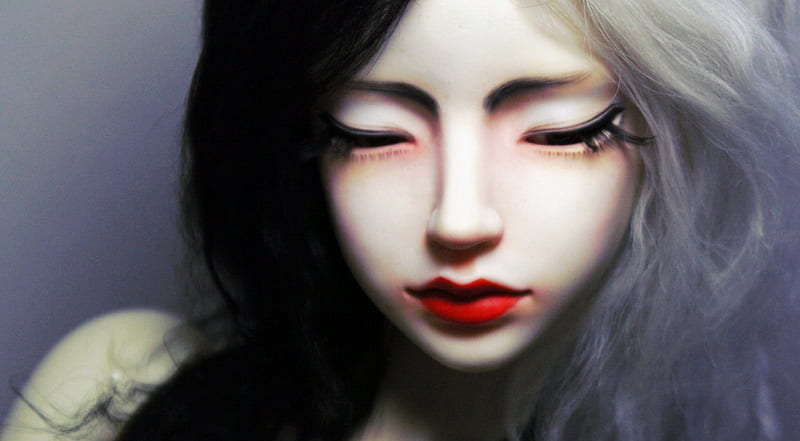 Porcelain Doll, black, white, doll, porcelain, HD wallpaper