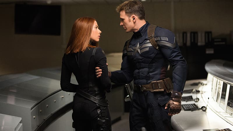 Scarlett Johansson, Captain America, Chris Evans, Movie, Black Widow, Natasha Romanoff, Captain America: The Winter Soldier, HD wallpaper