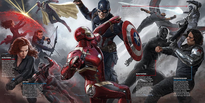 Captain America Civil War Heroes, black-panther, black-widow, captain-america-civil-war, movies, super-heroes, iron-man, 2016-movies, HD wallpaper