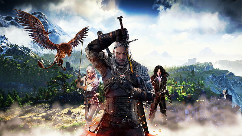 The Witcher 3: Wild Hunt and Background, The Witcher 3 Logo, HD wallpaper
