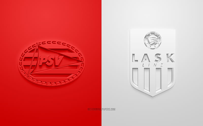 PSV vs LASK Linz, Europa League, 2019, promo, football match, UEFA, Group D, UEFA Europa League, PSV Eindhoven, LASK Linz, 3d art, 3d logo, HD wallpaper