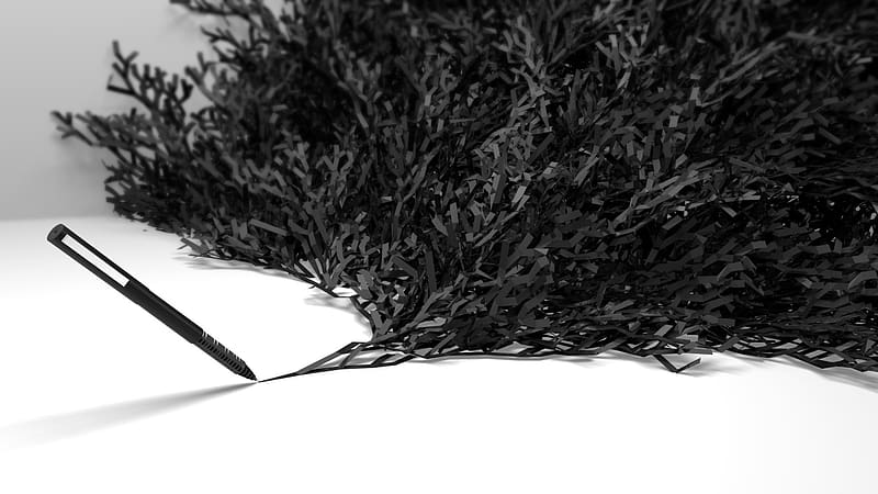 Abstract, 3D, Artistic, Pen, Cgi, Black & White, HD wallpaper