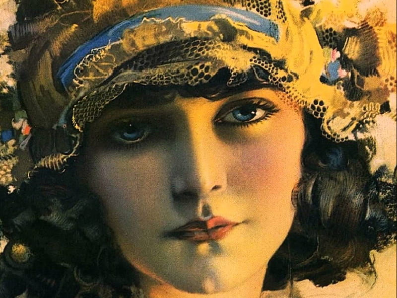 Portrait, art, retro, girl, face, rolf armstrong, HD wallpaper | Peakpx