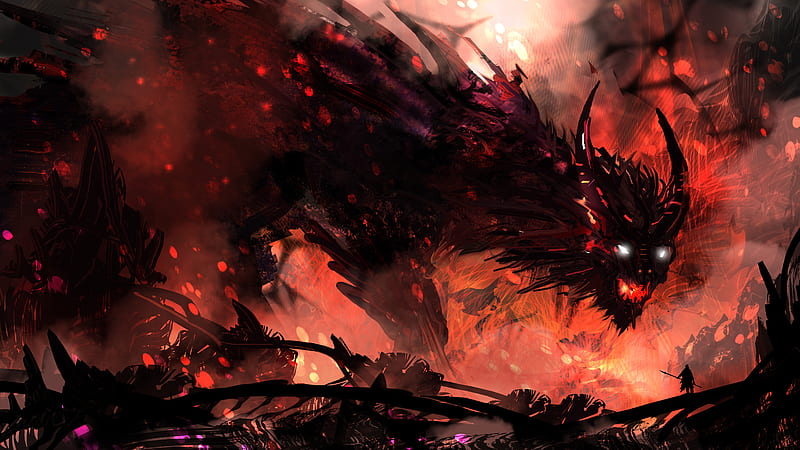 Fantasy Dragon In Fire Dreamy, HD wallpaper