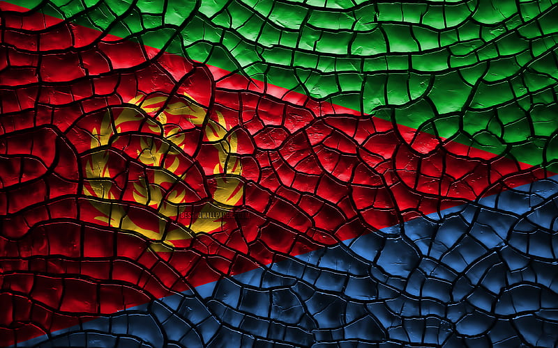 Flag of Eritrea cracked soil, Africa, Eritrean flag, 3D art, Eritrea, African countries, national symbols, Eritrea 3D flag, HD wallpaper