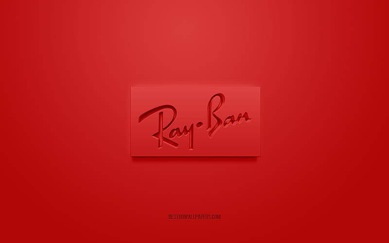 Ray-Ban logo, red background, Ray-Ban 3d logo, 3d art, Ray-Ban, brands logo, red 3d Ray-Ban logo, HD wallpaper
