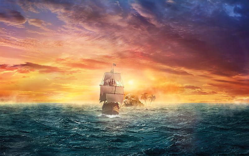 Pirate Sail, pirate, sail, creative, graphics, HD wallpaper